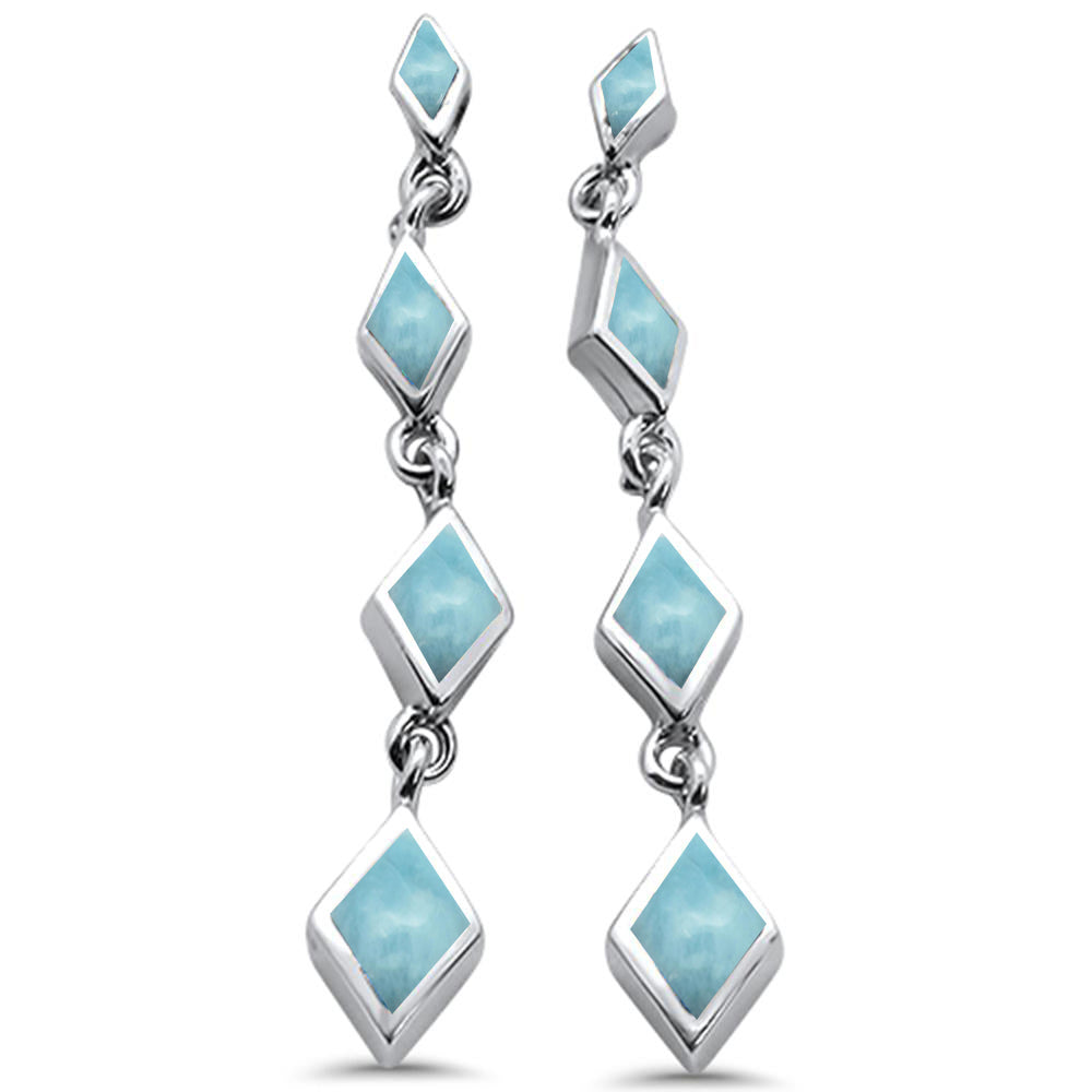 Dangling Natural Larimar .925 Sterling Silver Earrings ABC Rugs Kilims