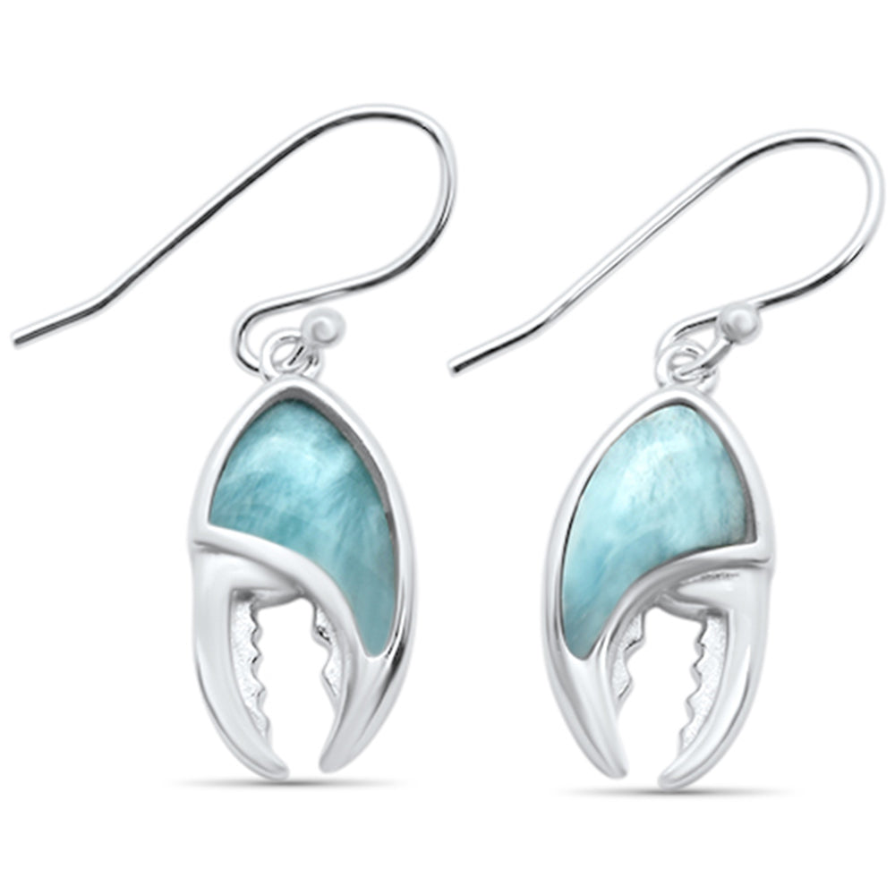 Natural Larimar Lobster Crab Claw .925 Sterling Silver Drop Dangle Earrings ABC Rugs Kilims