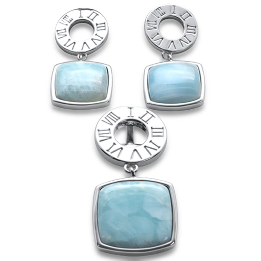 .925 Sterling Silver Natural Larimar Earring & Pendant Set ABC Rugs Kilims