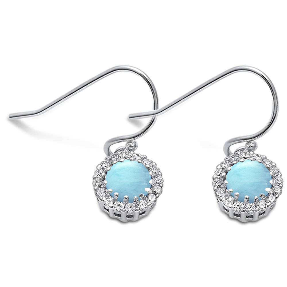 Natural Larimar & Cubic Zirconia .925 Sterling Silver Earrings ABC Rugs Kilims