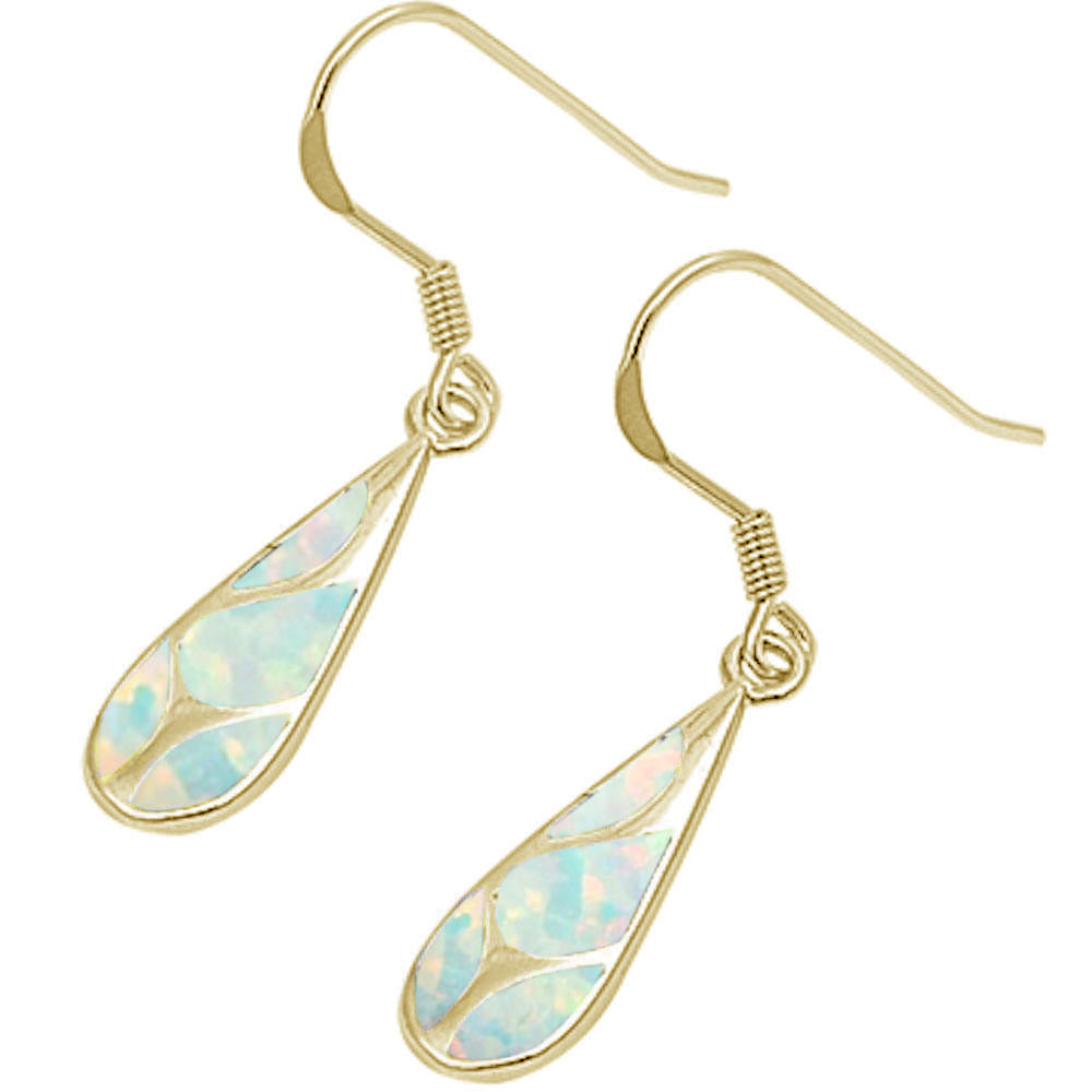 Yellow Gold Plated White Opal Fashion .925 Sterling Silver Earrings ABC Rugs Kilims