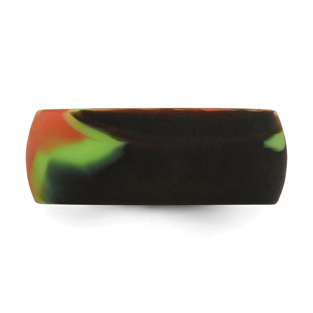 Silicone Green and Brown Camo 8.7mm Domed Band