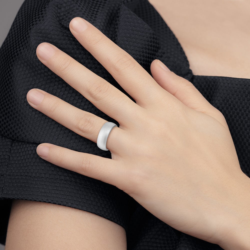 Silicone Silver Metallic 8.7mm Domed Band