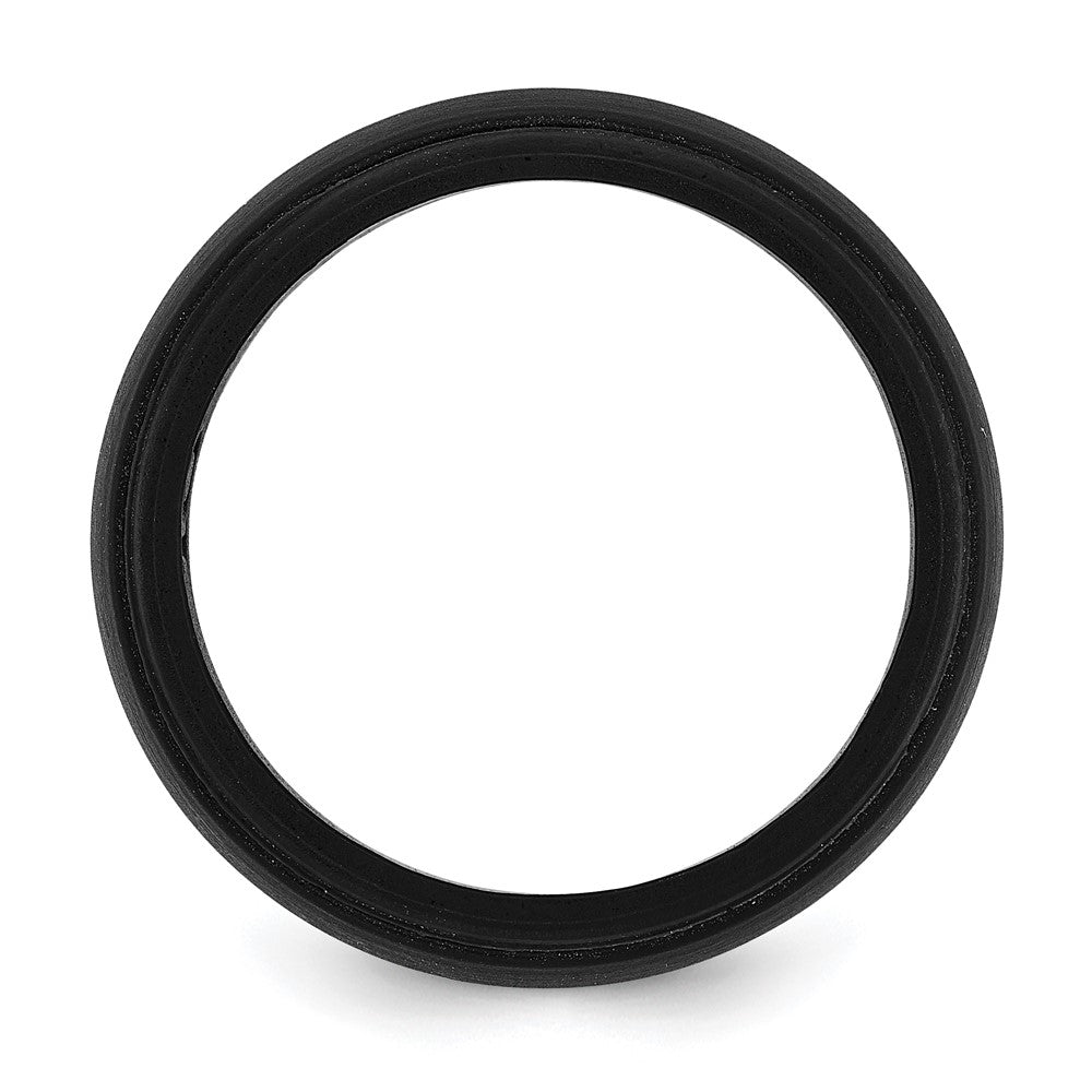 Silicone Black 8mm Ridged Edge Band