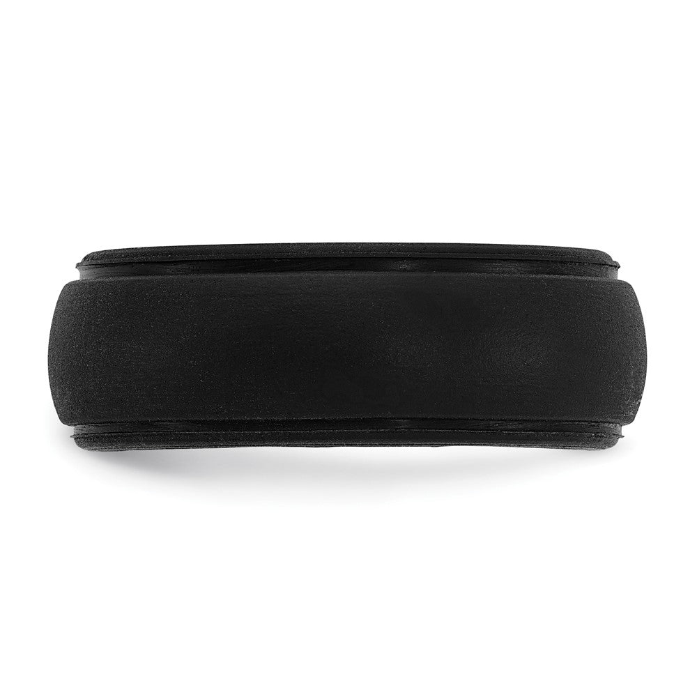 Silicone Black 8mm Ridged Edge Band