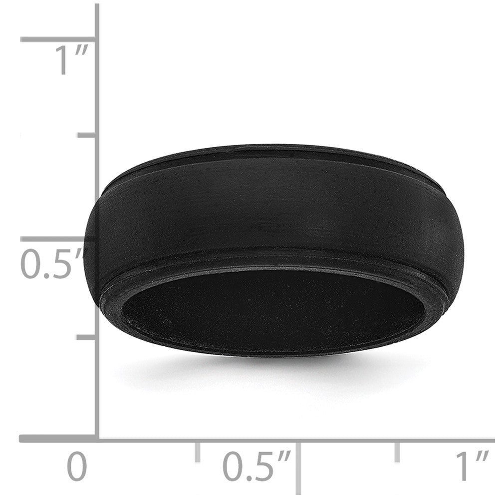 Silicone Black 8mm Ridged Edge Band