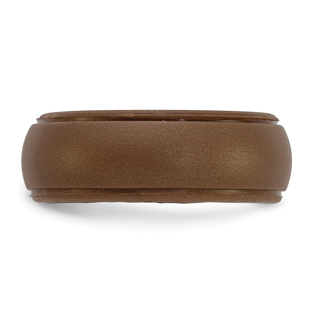 Silicone Bronze Metallic 8mm Ridged Edge Band