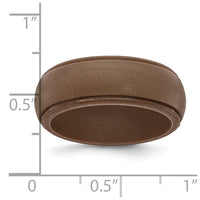 Silicone Bronze Metallic 8mm Ridged Edge Band