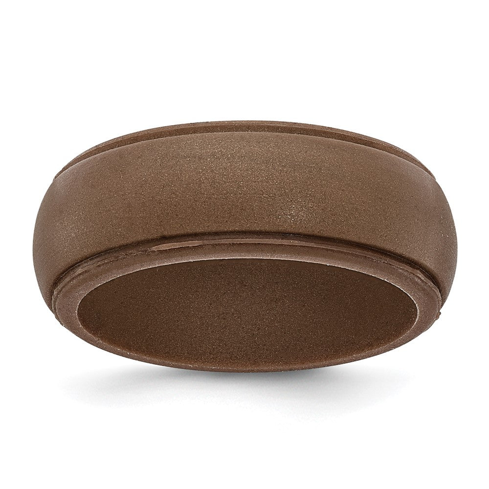 Silicone Bronze Metallic 8mm Ridged Edge Band
