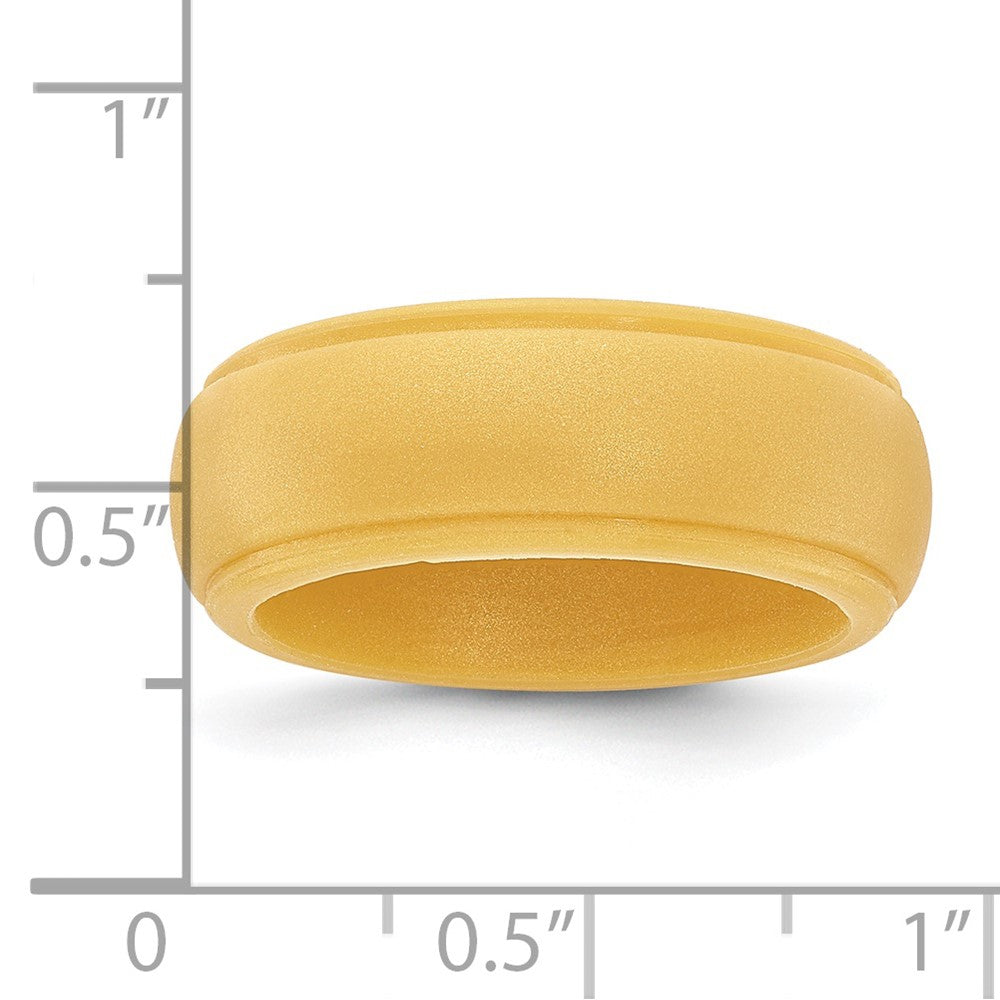 Silicone Gold Metallic 8mm Ridged Edge Band