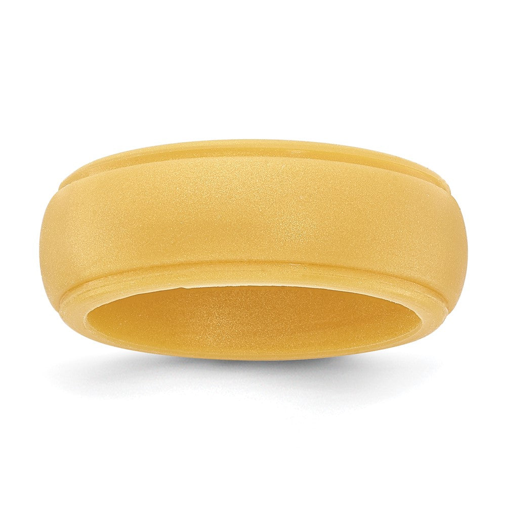 Silicone Gold Metallic 8mm Ridged Edge Band
