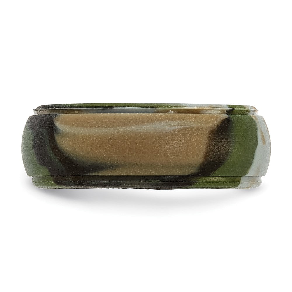 Silicone Camouflage 8mm Ridged Edge Band