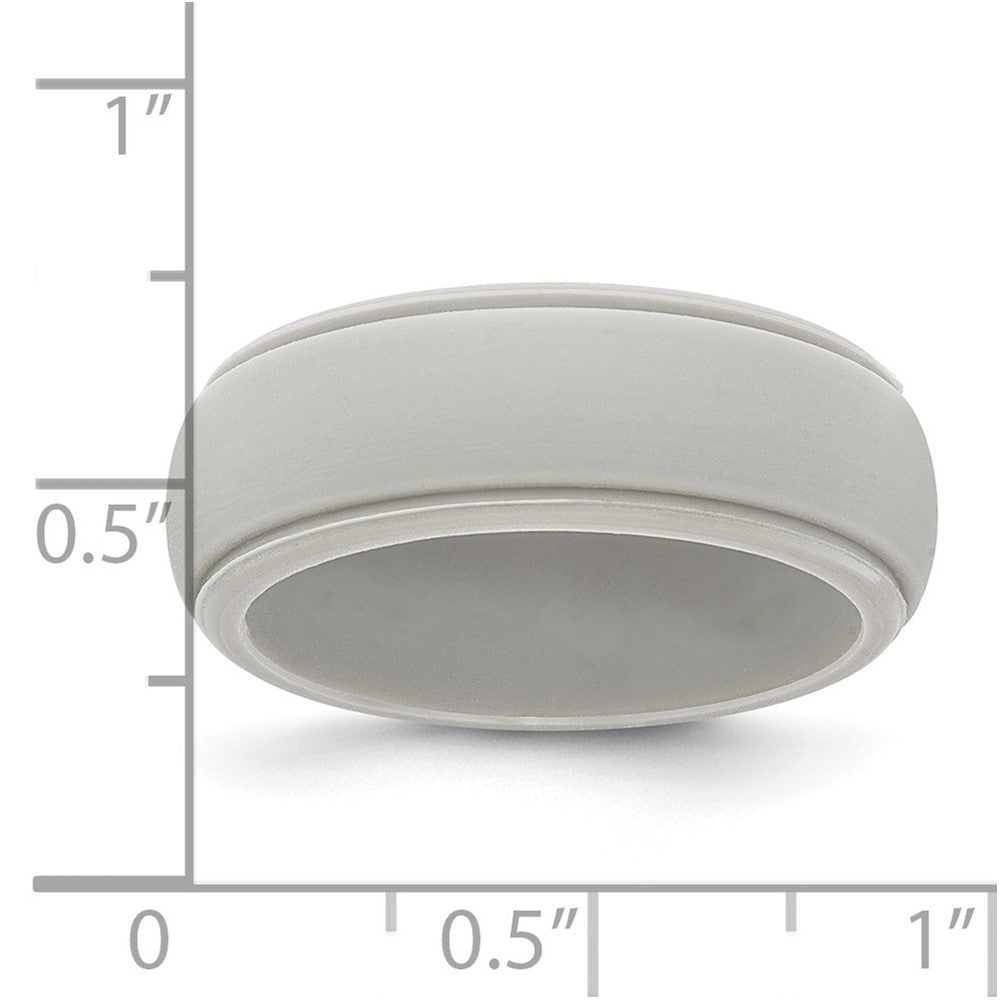 Silicone Grey 8mm Ridged Edge Band