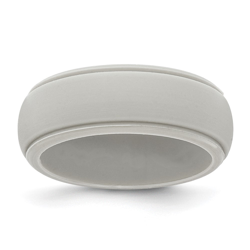 Silicone Grey 8mm Ridged Edge Band