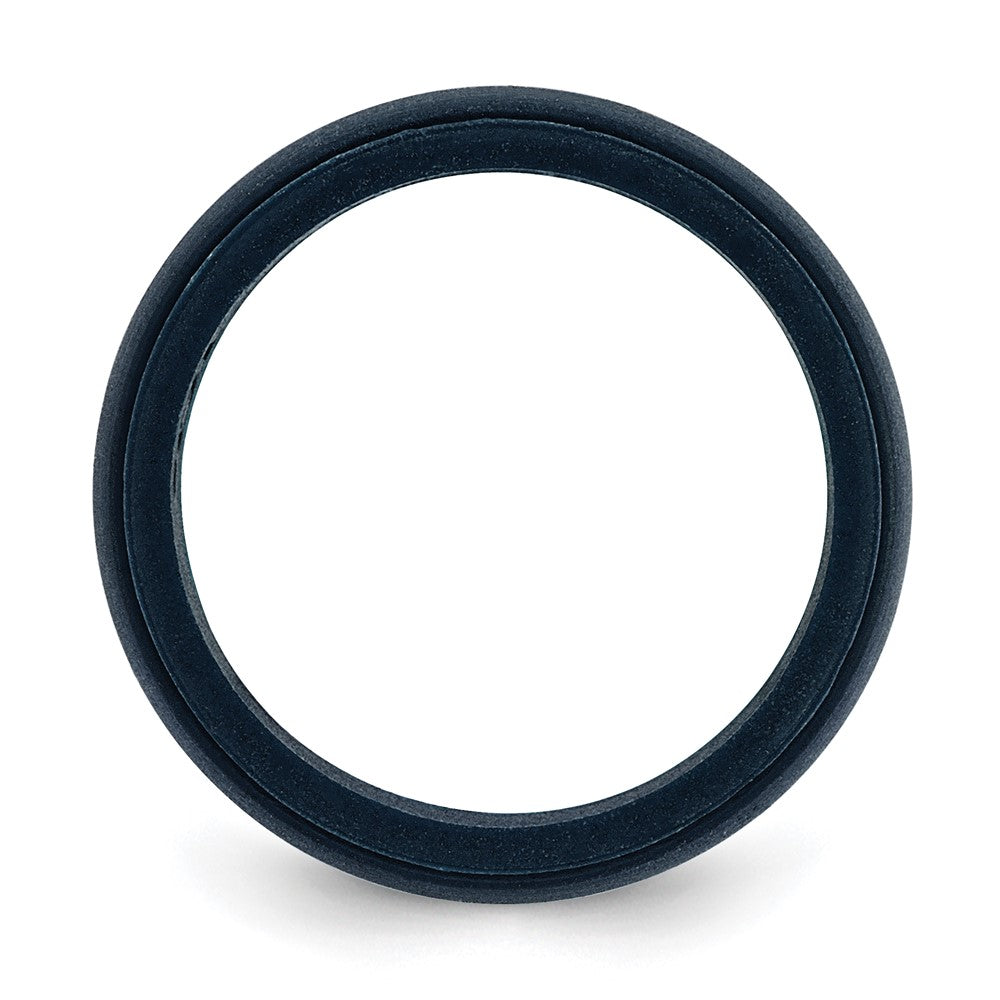 Silicone Navy Blue 8mm Ridged Edge Band