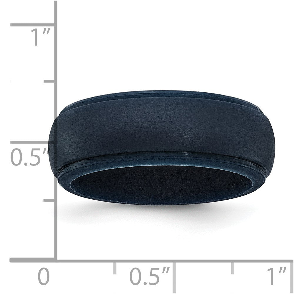 Silicone Navy Blue 8mm Ridged Edge Band