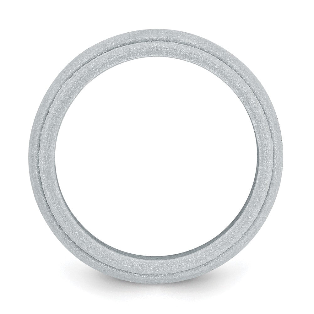 Silicone Silver Metallic 8mm Ridged Edge Band