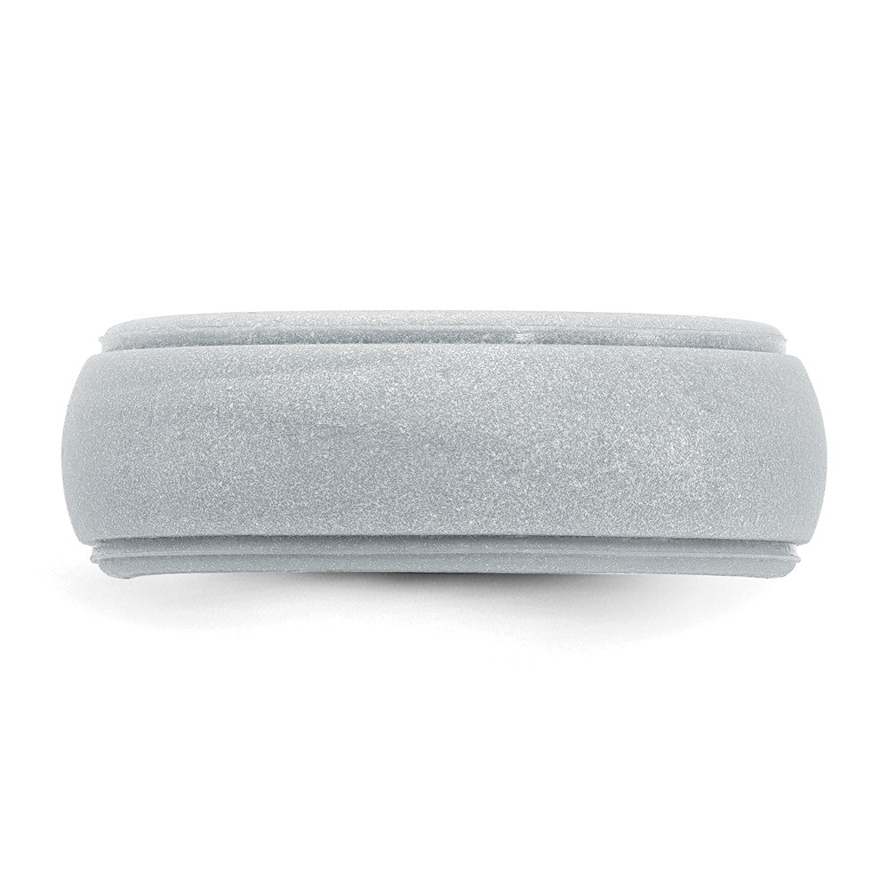 Silicone Silver Metallic 8mm Ridged Edge Band