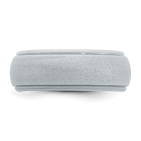 Silicone Silver Metallic 8mm Ridged Edge Band
