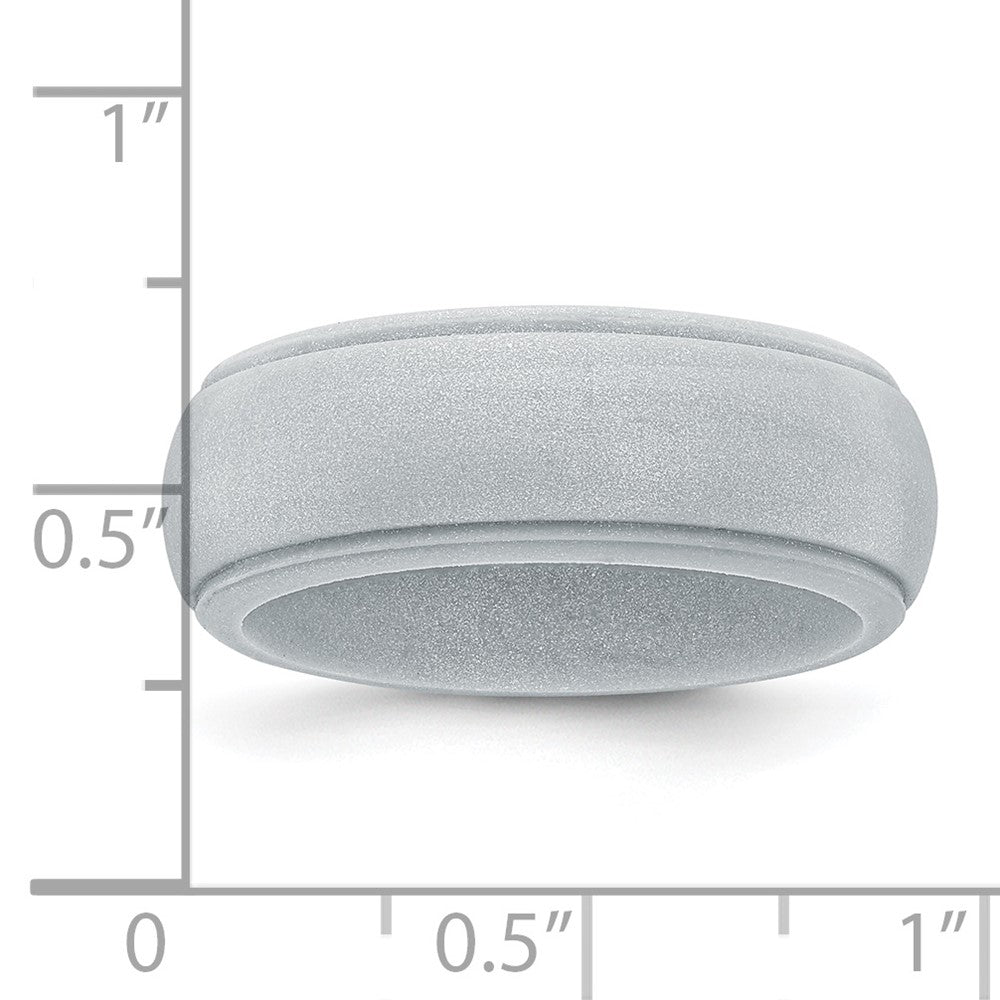 Silicone Silver Metallic 8mm Ridged Edge Band