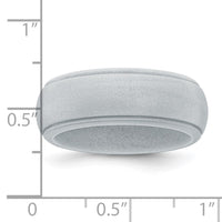 Silicone Silver Metallic 8mm Ridged Edge Band