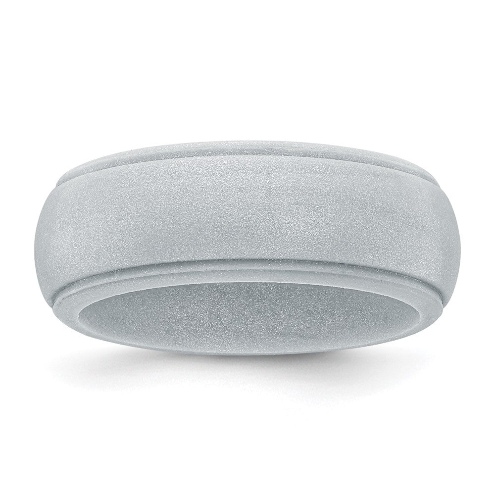 Silicone Silver Metallic 8mm Ridged Edge Band