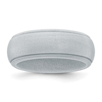 Silicone Silver Metallic 8mm Ridged Edge Band