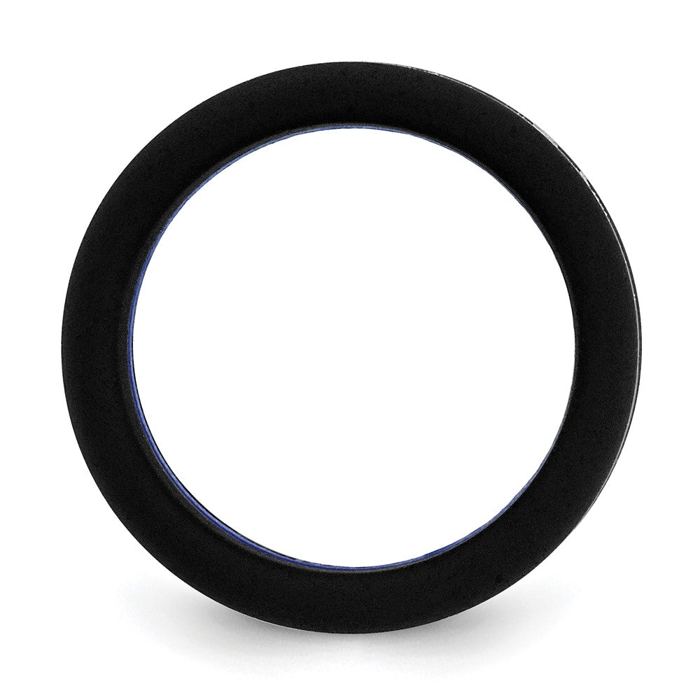 Silicone Black with Blue Line Center 7.5mm Band