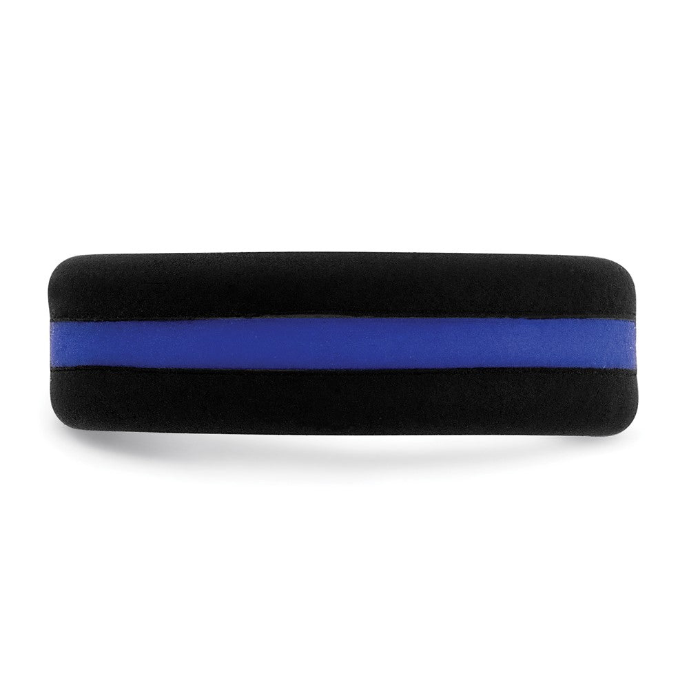 Silicone Black with Blue Line Center 7.5mm Band