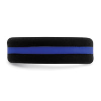 Silicone Black with Blue Line Center 7.5mm Band