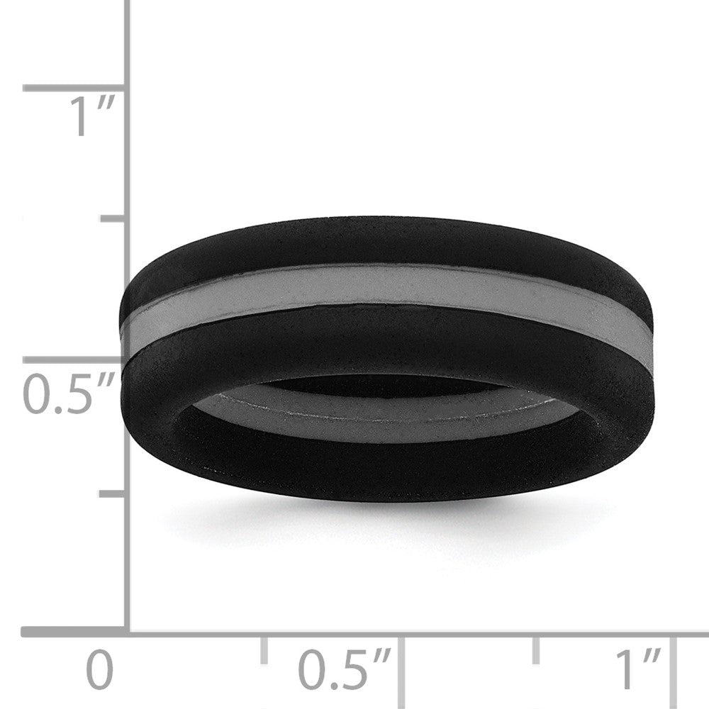Silicone Black with Grey Line Center 7.5mm Band