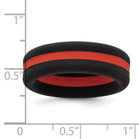 Silicone Black with Red Line Center 7.5mm Band