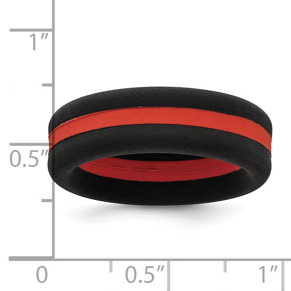 Silicone Black with Red Line Center 7.5mm Band