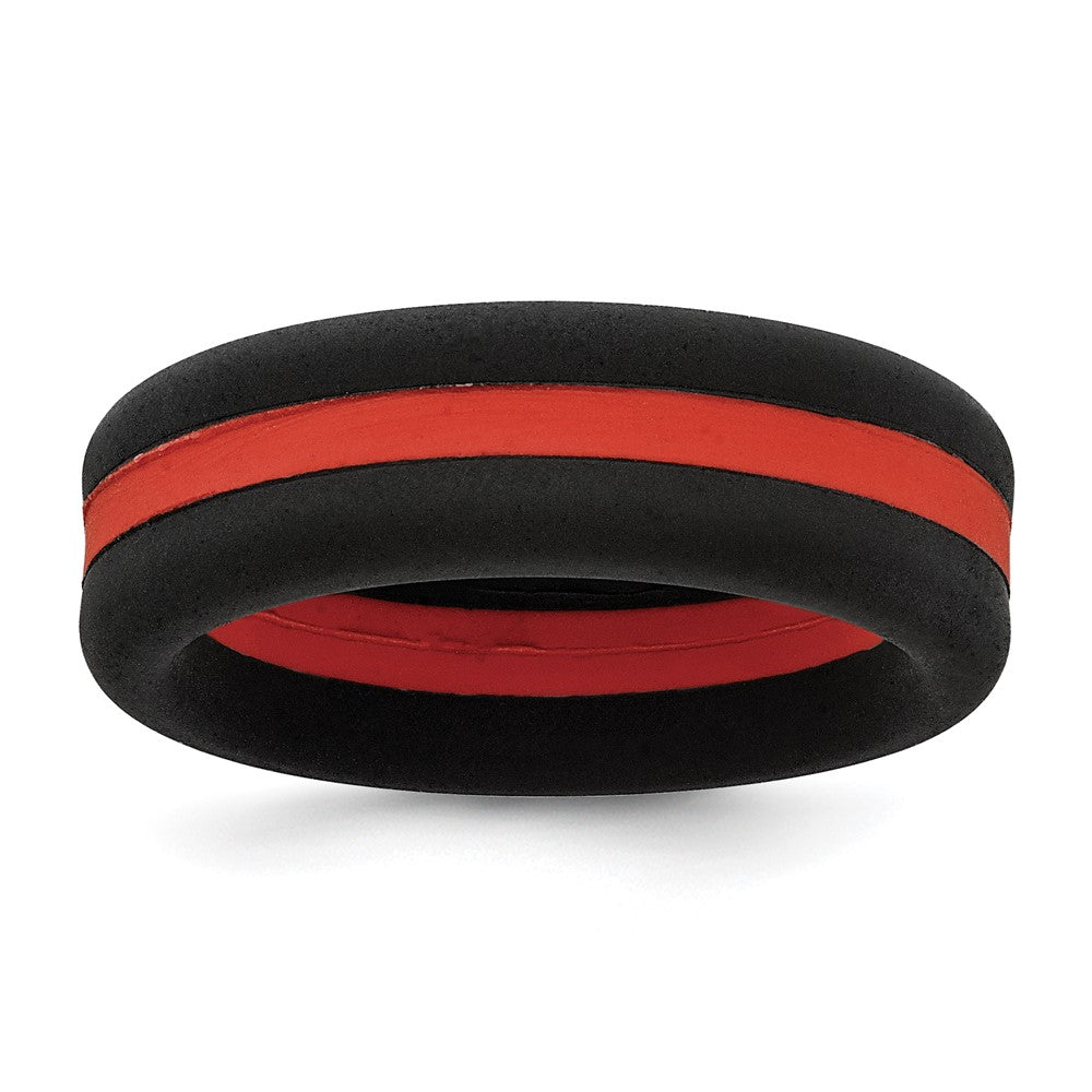 Silicone Black with Red Line Center 7.5mm Band