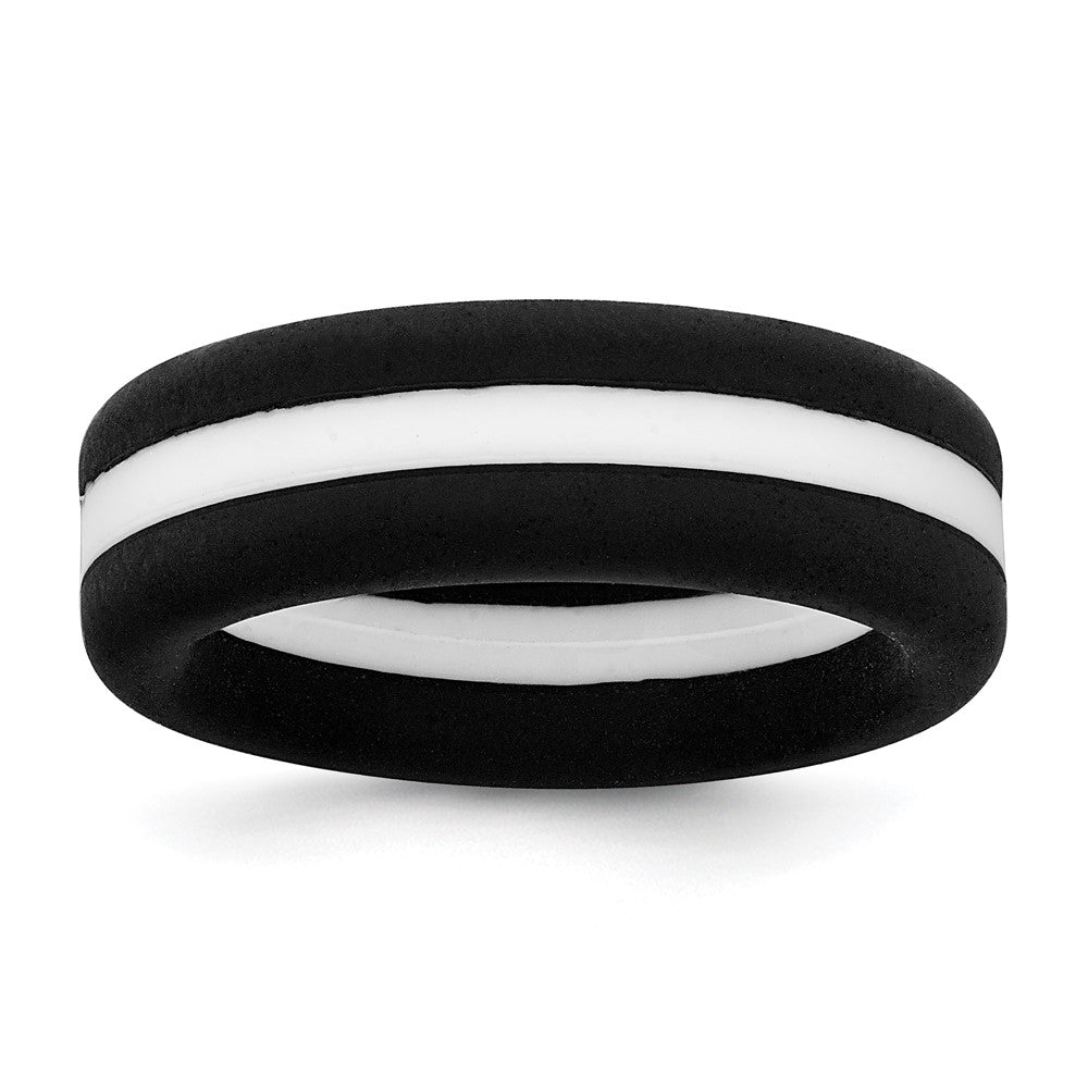 Silicone Black with White Line Center 7.5mm Band