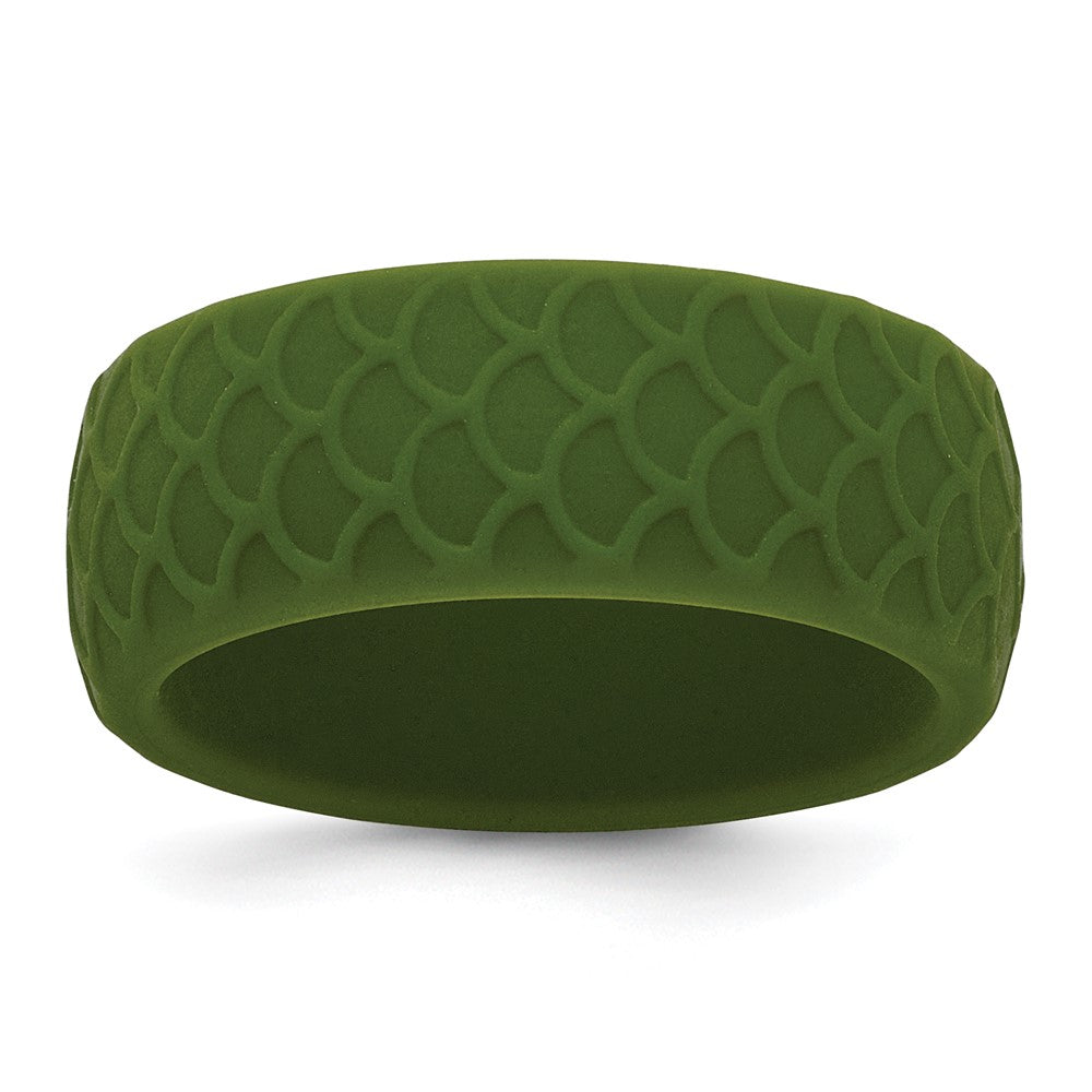 Silicone Olive Green 8.70mm Fish Scale Pattern Band