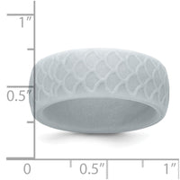 Silicone Metallic Silver 8.70mm Fish Scale Pattern Band