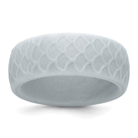 Silicone Metallic Silver 8.70mm Fish Scale Pattern Band
