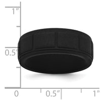Silicone Black 8mm Grid Pattern Band