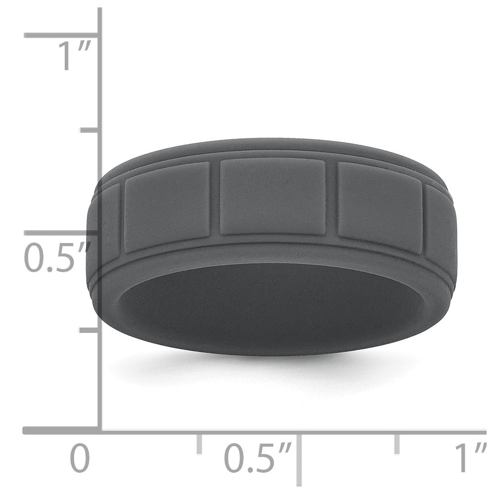 Silicone Dark Gray 8mm Grid Pattern Band