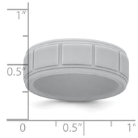 Silicone Light Gray 8mm Grid Pattern Band