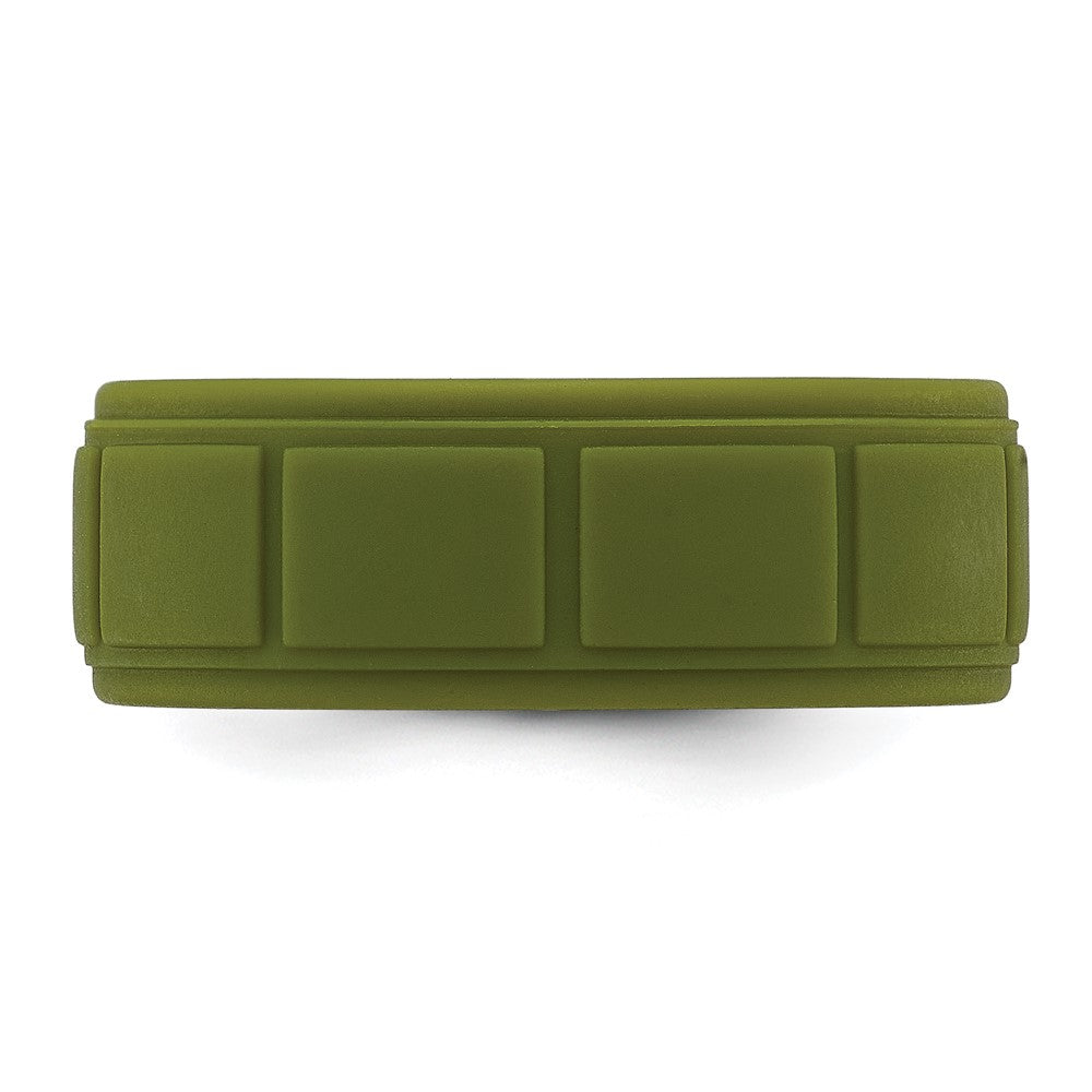 Silicone Olive Green 8mm Grid Pattern Band
