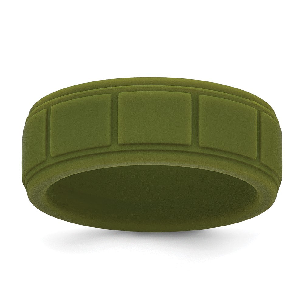 Silicone Olive Green 8mm Grid Pattern Band