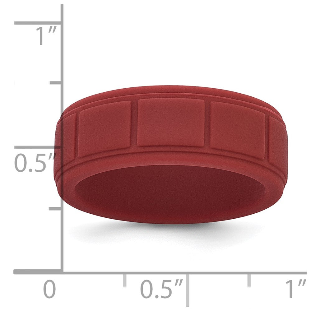 Silicone Dark Red 8mm Grid Pattern Band