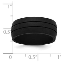 Silicone Black 8.50mm Grooved Band