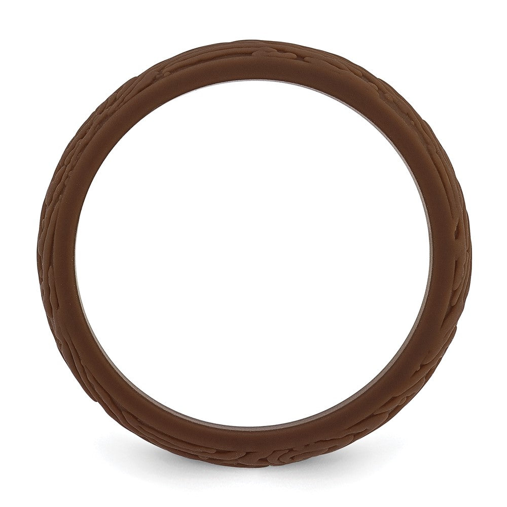 Silicone Brown 5.70mm Wood Grain Pattern Band