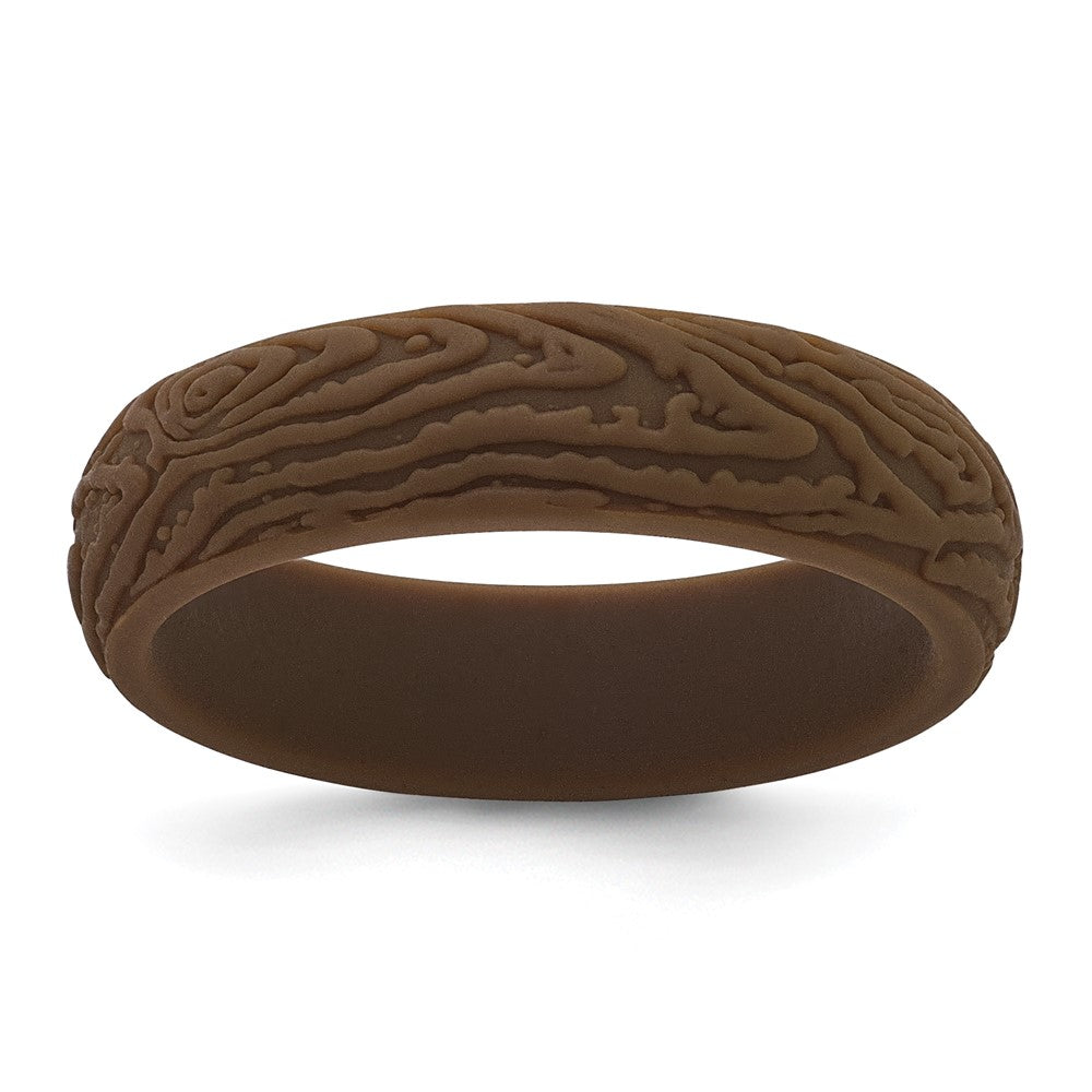 Silicone Brown 5.70mm Wood Grain Pattern Band