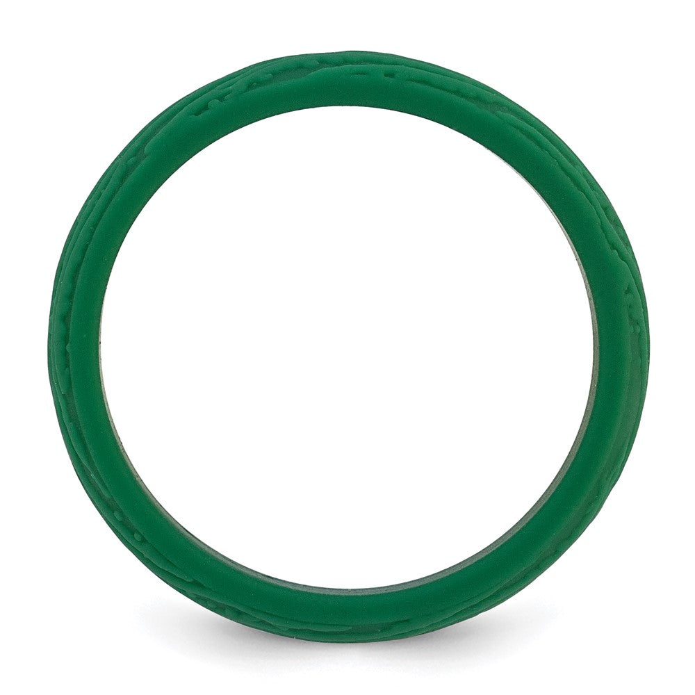 Silicone Hunter Green 5.70mm Wood Grain Pattern Band