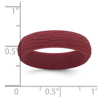 Silicone Dark Red 5.70mm Wood Grain Pattern Band