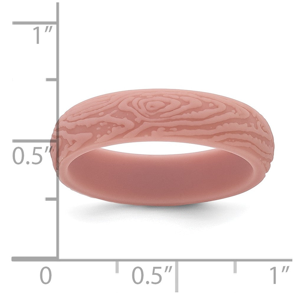Silicone Rose Pink 5.70mm Wood Grain Pattern Band